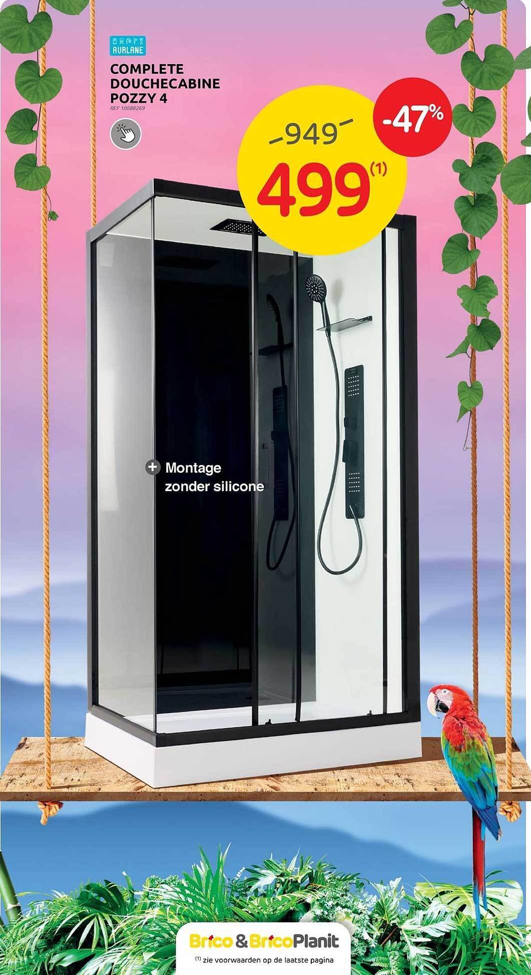 Complete douchecabine pozzy 4 promotie bij Brico