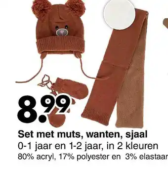 Wibra Set met muts, wanten, sjaal aanbieding