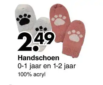 Wibra Handschoen 0-1 jaar en 1-2 jaar aanbieding