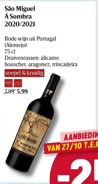 Sao Miguel A Sombra 2021/2021 Rode wijn uit Portugal (Alentejo) 75cl