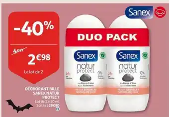 Auchan Sanex natur protect deodorant bille 2x50ML aanbieding