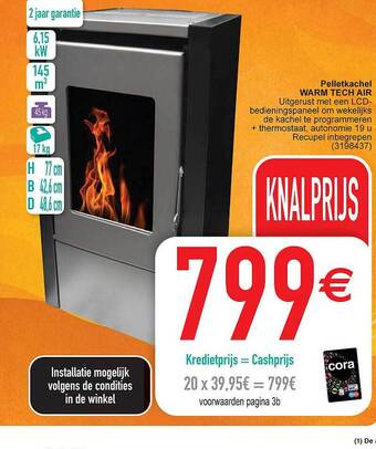 Cora Pelletkachel warm tech air aanbieding