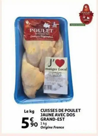 Auchan Cuisses de poulet jaune avec dos grand-est aanbieding
