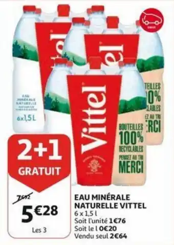 Auchan Eau minerale naturelle vittel 2+1 gratuit aanbieding