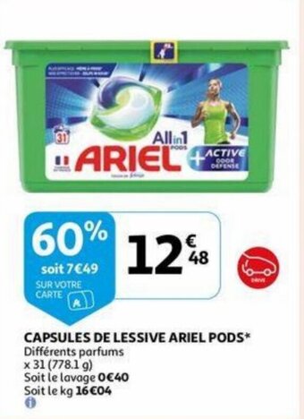 Auchan Capsules de lessive ariel pods aanbieding