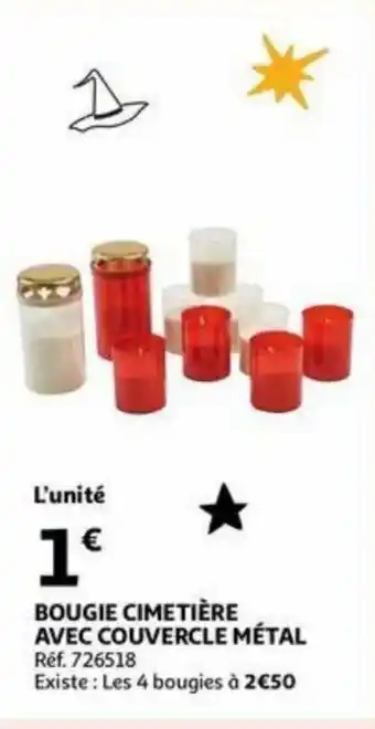 Auchan Bougie cimetiere avec couvercle metal aanbieding