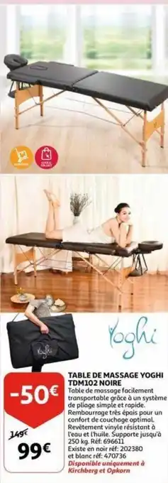 Auchan Table de massage yoghi TDM102 noire aanbieding