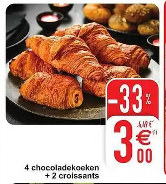Cora 4 chocoladekoeken + 2 croissants aanbieding