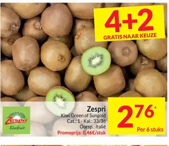 Intermarché Zespri Kiwi Green of Sungold Per 6 stuks aanbieding