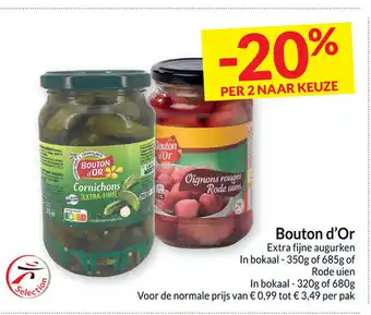 Intermarché Bouton d'Or Extra Fijne Augurken in bokaal 350g aanbieding