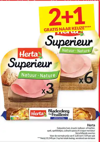 Intermarché Herta Gekookte ham, Knacki, Kalkoen of Kipfilet, Spek, Spekblokjes, Culinaire Pasta of Croque-monsieur aanbieding
