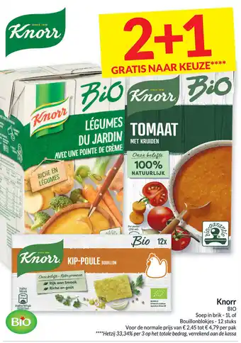 Intermarché Knorr Bio Soap in brik 1L of Bouillonblokjes 12 stuks aanbieding
