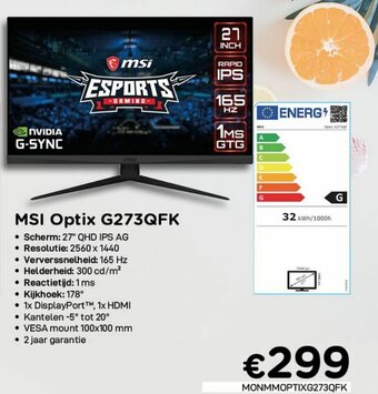 CompuDeals MSI Optix G273QFK aanbieding