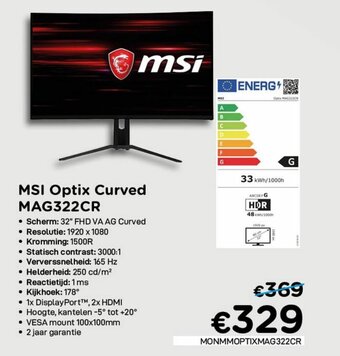 CompuDeals MSI Optix Curved MAG322CR aanbieding