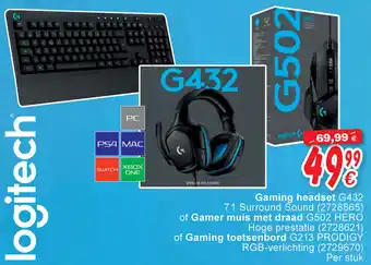 Cora Logitech Gaming headset G432 aanbieding