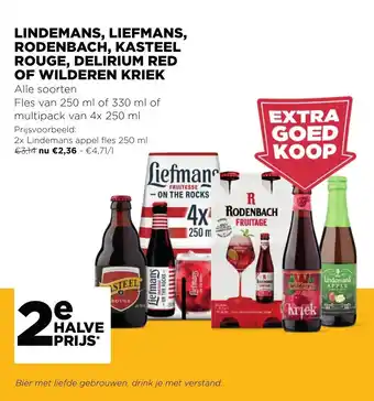 Lindemans, Liefmans, Rodenbach, Kasteel Rouge, Delirium Red of Wilderen Kriek