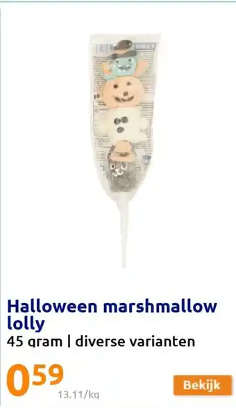 Action Halloween Marshmallow Lolly 45Gram Diverse Varianten aanbieding