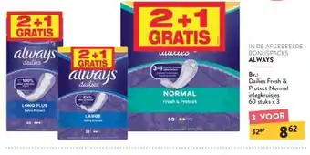 Dailies fresh & protect normal inlegkruisjes 60 stuks x 3