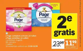 Albert Heijn Page compleet schoon 24 rollen, page sensitive 16 rollen aanbieding