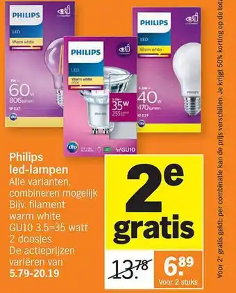 Albert Heijn Philips led-lampen 2e gratis aanbieding