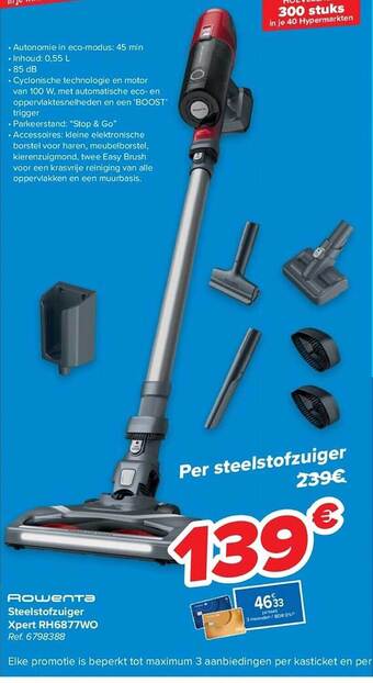 Carrefour Rowenta steelstofzuiger xpert rh6877wo aanbieding