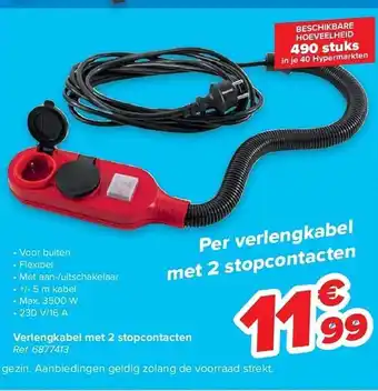 Verlengkabel met 2 stopcontacten