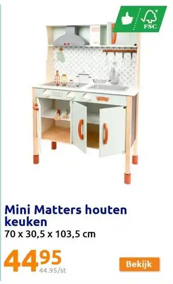 Action Mini Matters Houten Keuken 70 x 30.5 x 103.5cm aanbieding