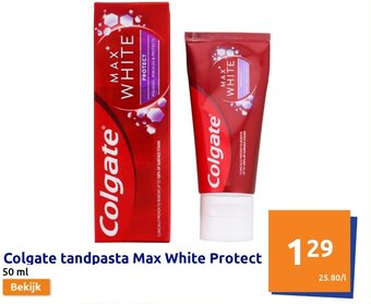 Action Colgate Tandpasta Max White Protect 50ml aanbieding