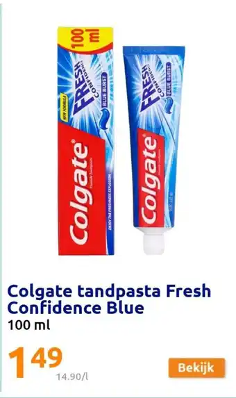 Action Colgate Tandpasta Fresh Confidence Blue 100ml aanbieding