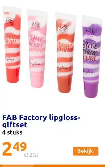 Action FAB Factory Lipgloss Giftset 4 Stuks aanbieding