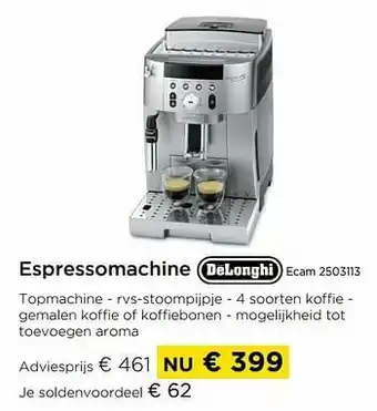 Molecule Delonghi espressomachine ecam 2503113 aanbieding