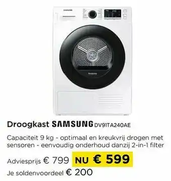 Molecule Samsung droogkast dv91ta240ae aanbieding