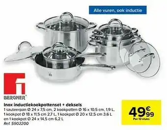 Carrefour Inox inductiekookpottenset + deksels aanbieding