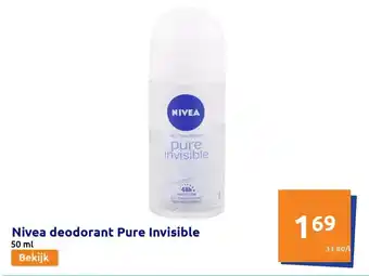 Action Nivea Deodorant Pure Invisible 50ml aanbieding