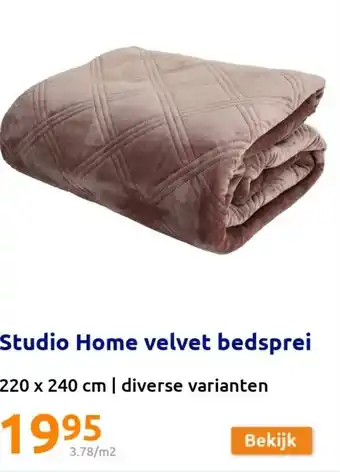 Action Studio Home Velvet Bedsprei 220 x 240cm Diverse Varianten aanbieding