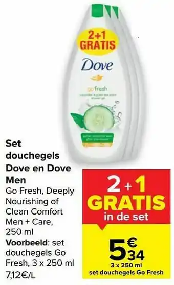 Carrefour Dove set douchegels go fresh aanbieding