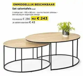 Set salontafels ovaal