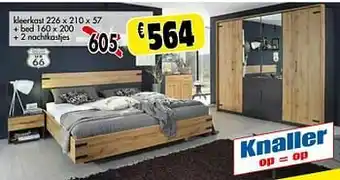 Budget Meubelen Kleerkast + bed + 2 nachtkastjes aanbieding