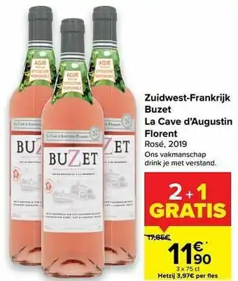 Carrefour Zuidwest-frankrijk buzet la cave d`augustin florent rosé, 2019 aanbieding