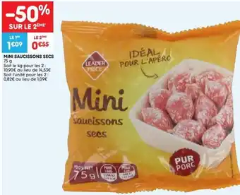 Leader Price Mini Saucissons Secs 75g aanbieding