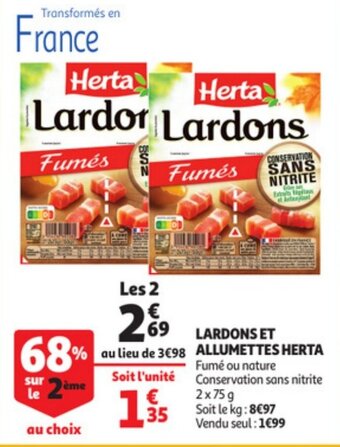 Auchan Lardons ET Allumettes Herta aanbieding