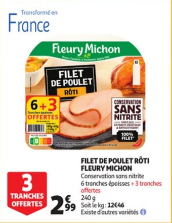 Auchan Filet De Poulet Roti Fleury Michon aanbieding
