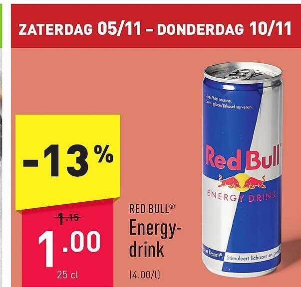 Red bull energydrink promotie bij ALDI
