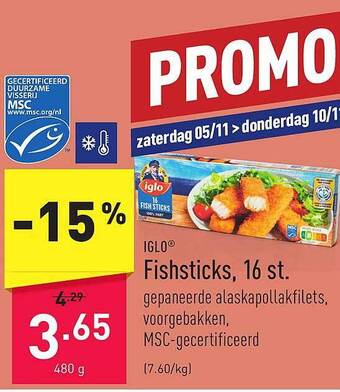 ALDI Iglo fishsticks 16 st aanbieding