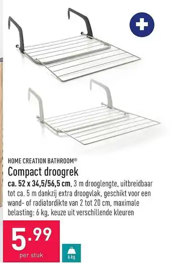 ALDI Home creation bathroom compact droogrek aanbieding