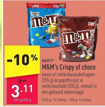 ALDI M&m's crispy of choco aanbieding