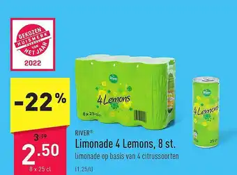 ALDI River limonade 4 lemons 8 st aanbieding