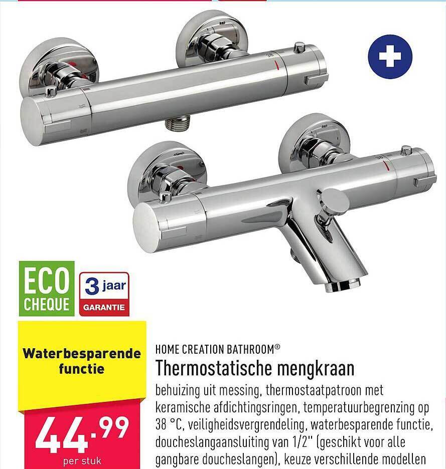 Home creation bathroom thermostatische mengkraan promotie bij ALDI