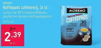 Moreno koffiepads cafeïnevrij 36 st