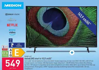 Medion life android uhd smart-tv 163.9 cm 65